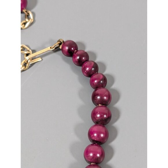 Vintage Wine Purple Graduated Lucite Bead Choker Necklace 17" - Picture 5 of 8